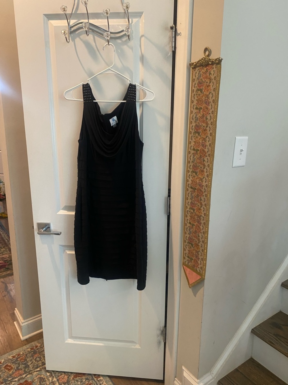 Stenay Black Sleeveless Draped Cowl Mini Dress